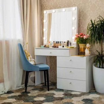 AMORA | 80×160 | 4 ящика, белый гримерный столик с зеркалом