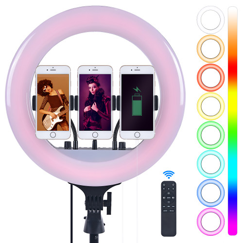Кольцевая светодиодная бестеневая лампа LED RING 300 RGB 36 см. Фото 1