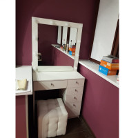 ELLEN | 80x160 | 5 ящиков, белый гримерный столик с зеркалом. Фото 2