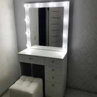 ELLEN | 80x160 | 5 ящиков, белый гримерный столик с зеркалом. Фото 3