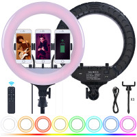 Кольцевая светодиодная бестеневая лампа LED RING 300 RGB 36 см. Фото 12